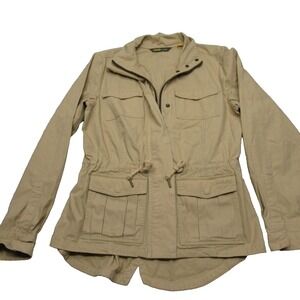 Cabelas Jacket Women Small Beige Casual Classic Fit Drawstring Waist Utility